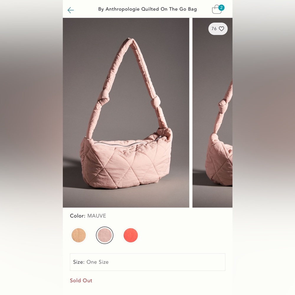 NWT Anthropologie Quilted On the Go Bag - Mauve Sold Out!